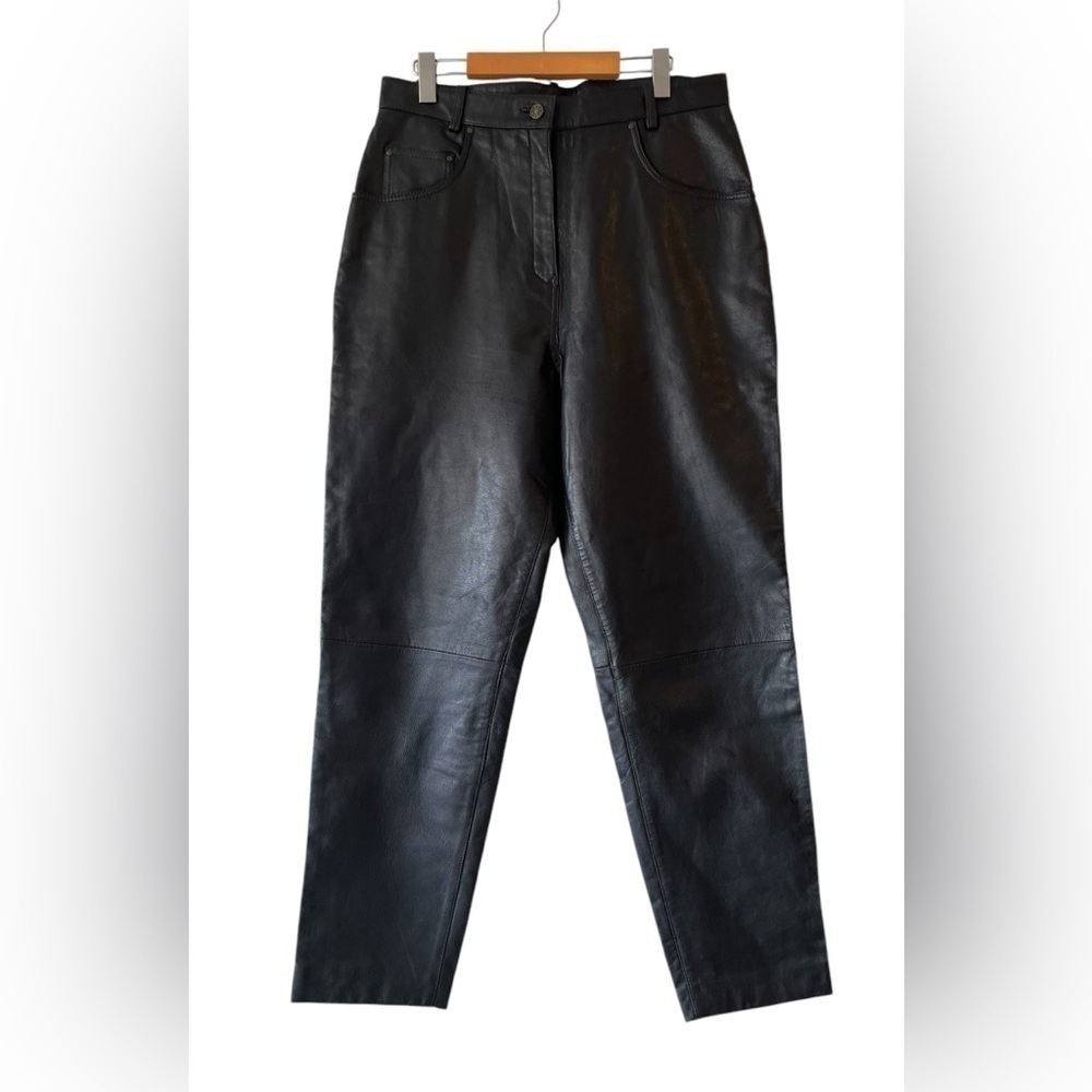 Modern Classics 90s Vintage Black 100% Leather Pants Size Medium Straight Leg